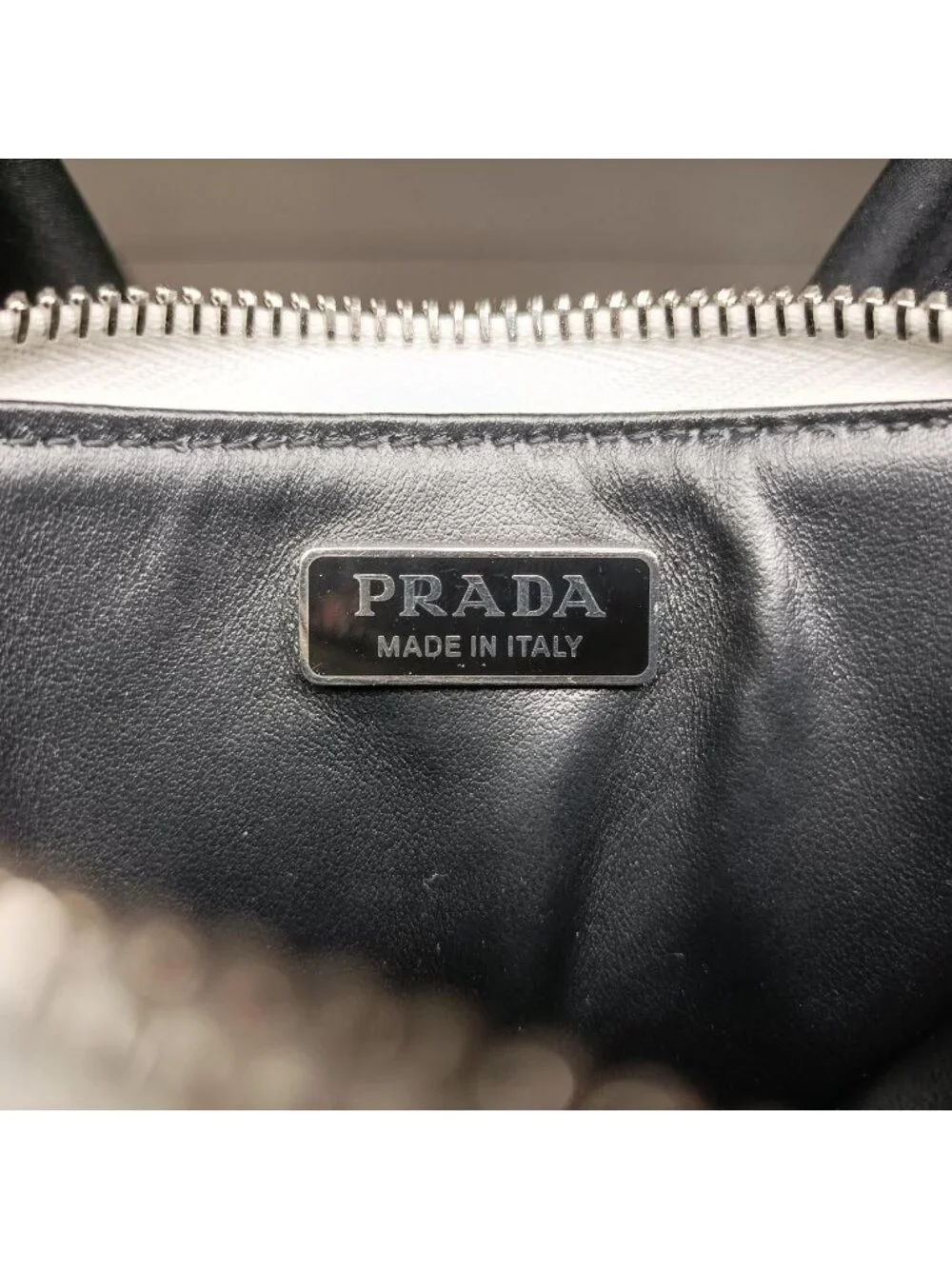 Prada Triangle Chain Pouch White Leather